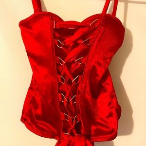 Small Red Lace-up Corset - Spirit Halloween